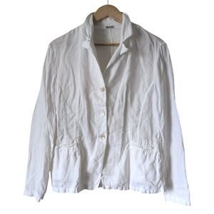 Made in Italy 100% Linen Flax Blazer Jacket Top White Size 46 US 10 - Classy
